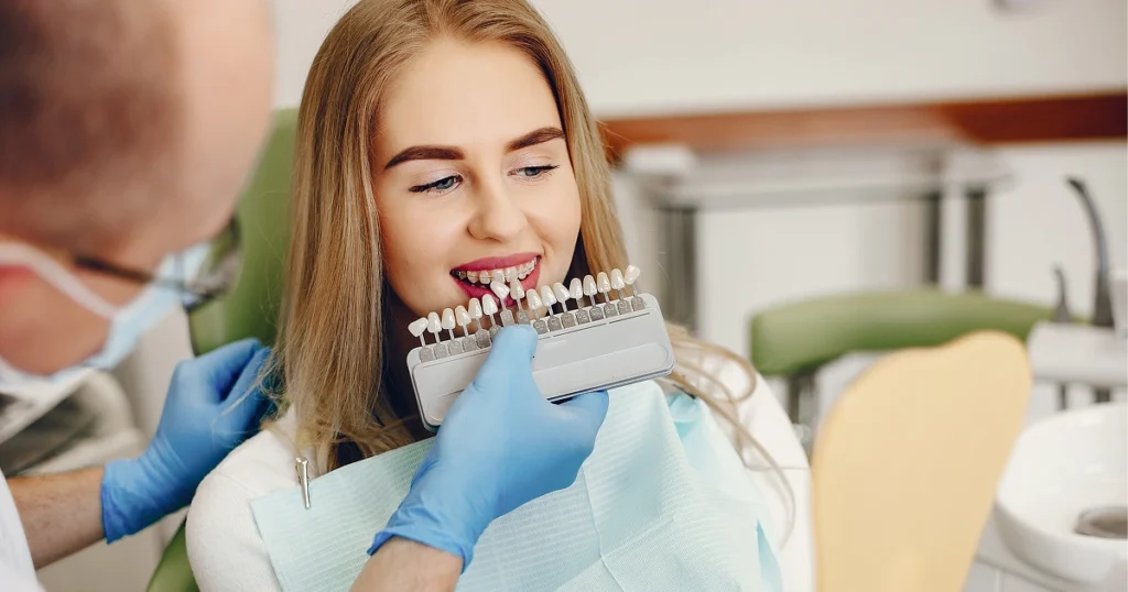 EXO Dental team member reviewing a dental x-ray with a patient